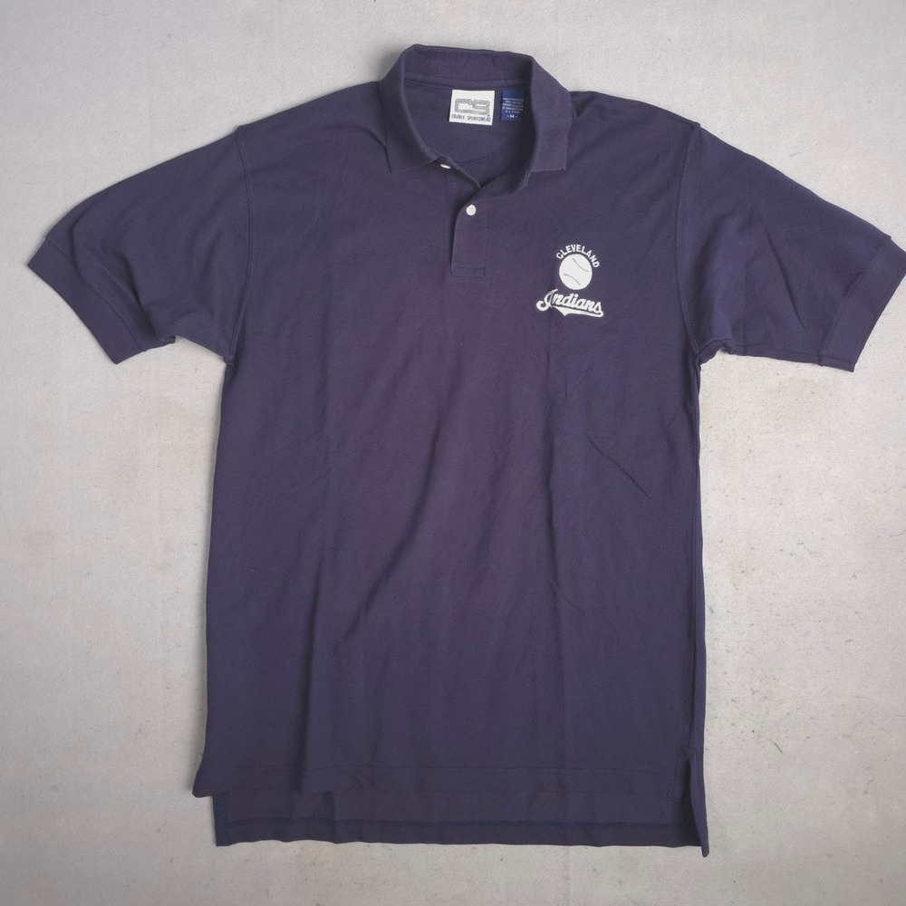 Crable Sportswear Men's Navy Blue‎ Cleveland Indians Polo Shirt Size M
